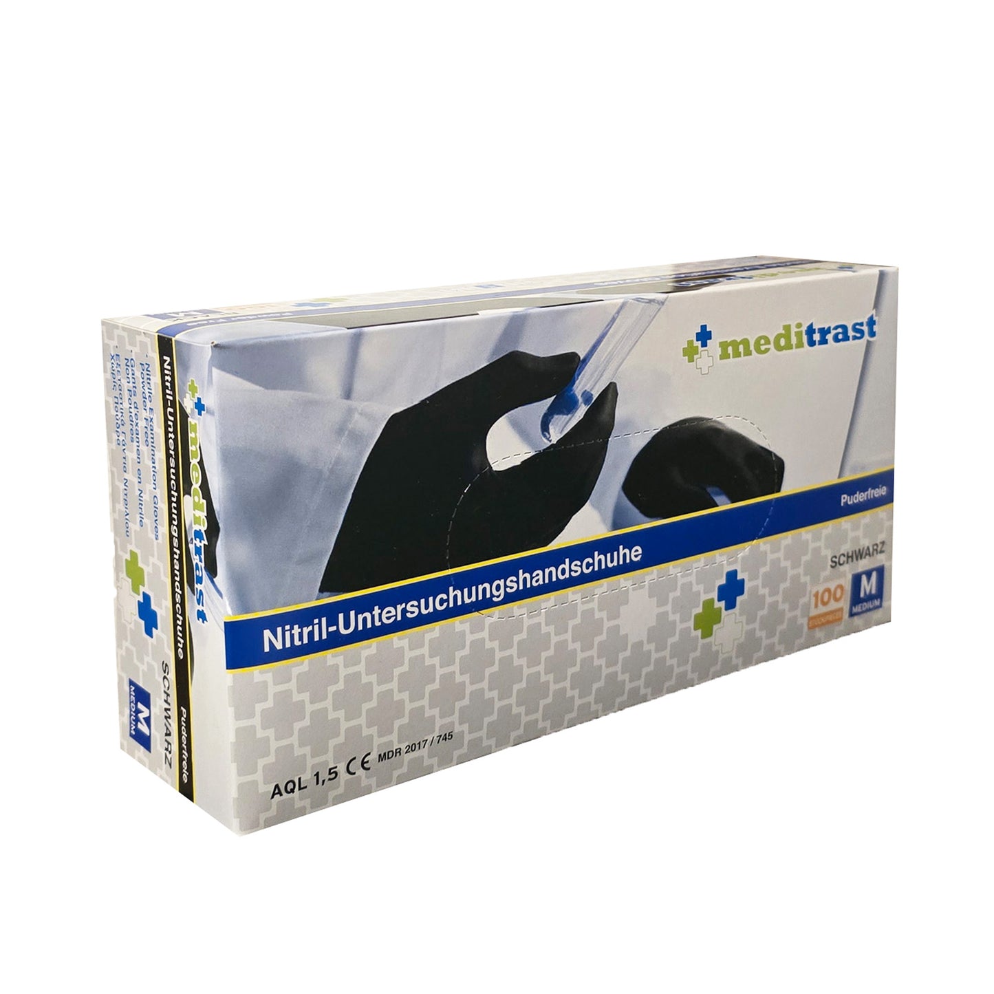 Medi-Nitril Einweg Handschuhe 100 Stück Schwartz Größe S/M/L/XL